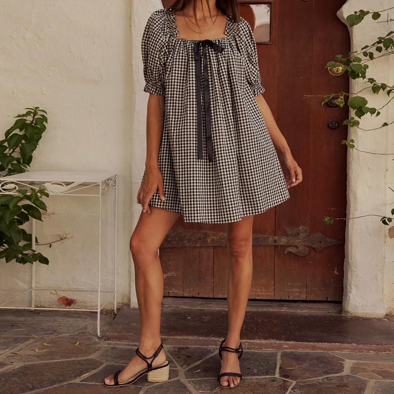 Trendy Mini Dress with Puff Sleeves